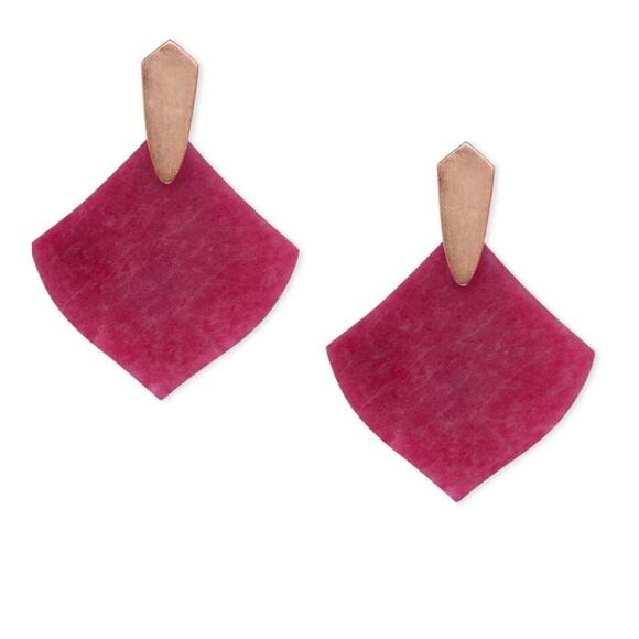 Kendra Scott Astoria Maroon Jade Gold Plated Boho Stone Earrings - Picture 3 of 10